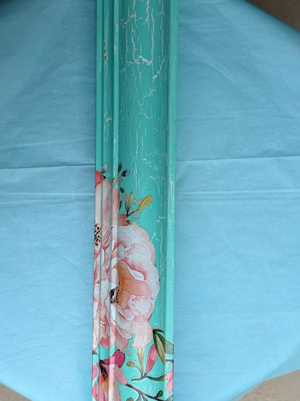 Hand-Painted Floral Turquoise Wall Molding Shelf